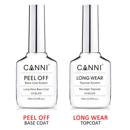 Canni TPO FREE HEMA FREE 18ml Long Wear Diamond Nowipe Top Coat Peeloff Base Coat Soak Off UV LED Gel Polish Nail Manicure