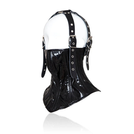 PU Leather Neck Corset Collar Restraint Bondage Locking Roleplay Face Cover Mouth Slave Adult Sex Toys for Couples SM Costume