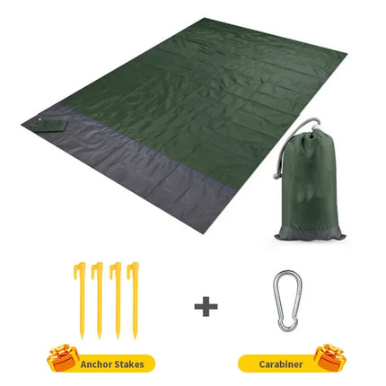 Tapis de plage pliable et imperméable avec poche, tapis de camping léger, tapis de pique-nique extérieur