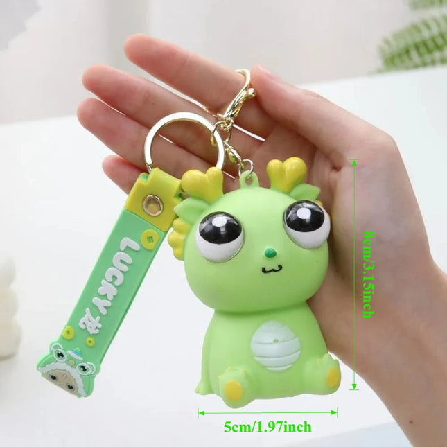 Cute Big Eyed Dragon Squishy Toy - Pop Eyes Fidget Keychain for Stress Relief Sensory Toy for Kids & Adults, Anxiety Relief Gift