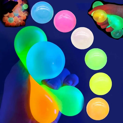 Target Glorbs Balls Throw Ball Stress Relief Toy Sticky Ceiling Balls Glow in The Dark Decompression Glowing Sticky Ball