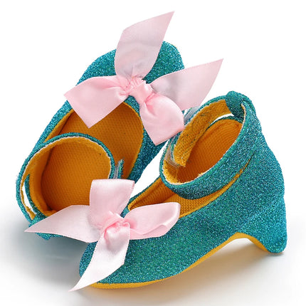 10CM/10.5CM Fashion Infant Newborn Baby Girl High Heels Shoes Princess Bow First Birthday Party Shoes Photo Props Shoes