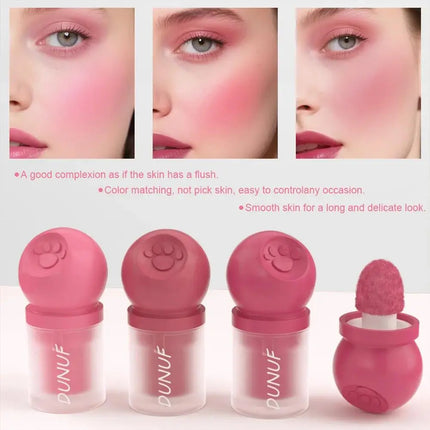 DUNUF Creamy Cat Paw Blush Trio Buildable Pigment Long Lasting Natural Finish Vegan Cruelty Free Makeup Essential