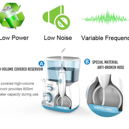 10 levels 20-120PSI Oral Irrigator Power water Floss, Dental Irrigator Hygiene Water Flosser with 5 nozzles