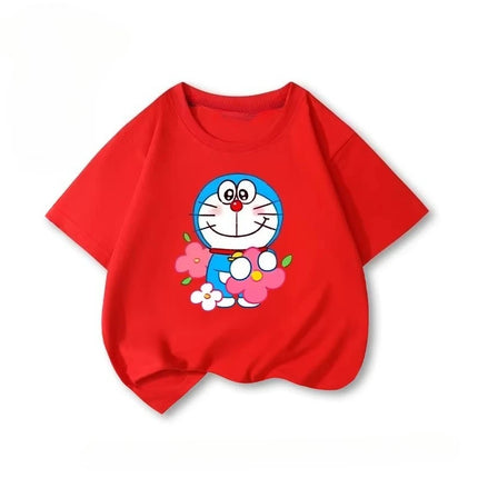 Potdemiel Doraemon Children's Pure Cotton T-Shirt, New Summer Style, Comfortable and Breathable Children's T-Shirt