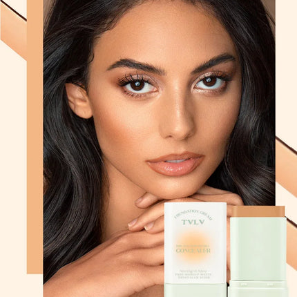 Contour and Concealer Dual-Head Foundation Cream, Moisturizing and Non-tarnishing, Non-caking Foundation Lotion