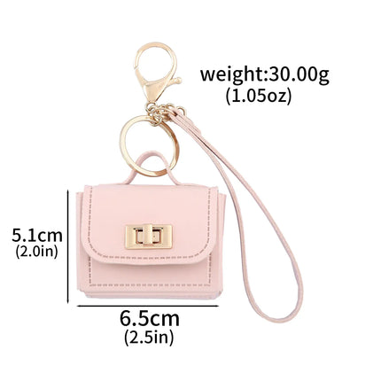 Mini Leather Openable Small Bag Keychain Pu Leather Hand Strap Coin Purse Accessories Pendant Mobile Phone Bag Jewelry Gift