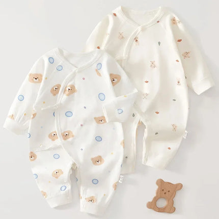 Cartoon Print Baby Long Sleeved Romper 0-6Month Newborn One Piece Outfit Boys Girls Cotton Jumpsuit Spring Autumn Kids Clothing