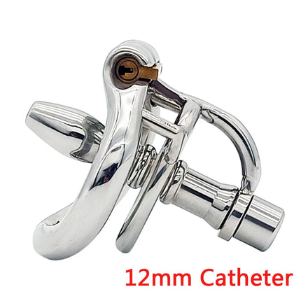 Adult Male Chastity Cage Lock with Removable Urethral Catheter Penis Cage Cock Ring Slave Restraint Sex Toy for Men