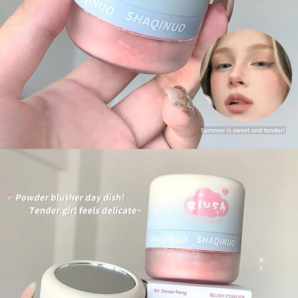 SHAQINUO 3 Color Airy Boom Blush Powder Lazy Air Blush Expanding Mushroom Head Blush Powder Even Skin Tone Blush