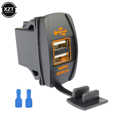 3.1A Dual USB Charger Socket Rocker Switch Waterproof Power Outlet for Car Boat Trucks RV Marine Vehicles Rocker Switch Panel