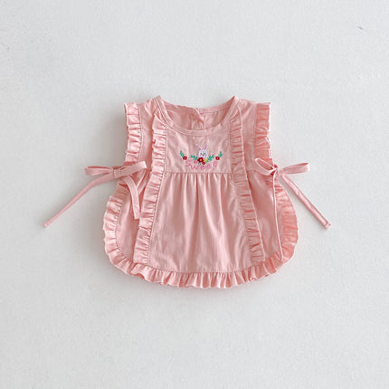 Baby triangle one-piece suit, autumn outfit, sweet farting coat, rabbit vest set, baby girl 100-day celebration crawling suit