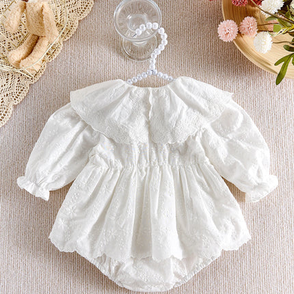 Baby autumn embroidered lace lace collar long-sleeved Ha dress dress, sweet one-piece dress for baby girls, first birthday eveni