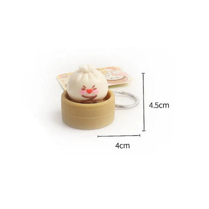 1/2Pcs Decompression Bun Clicker Keychain Mini Steamed Bun Stress Relief Toy Pendant Backpack Hanging Decoration·