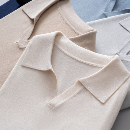Summer Men's Ultra Fine Mulberry Silk Breathable Polo Neck Short Sleeve Solid Casual Knit Thin Business Polo Shirts for Men