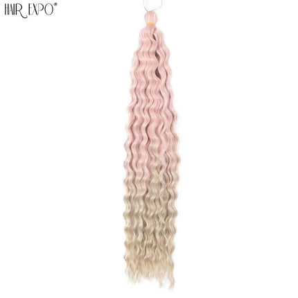 22"Ariel Curl Crochet Hair Synthetic Deep Wave Braid Hair Extension Ombre Ariel Curl Hair Soft Water Wave Twist Hair Blonde Pink