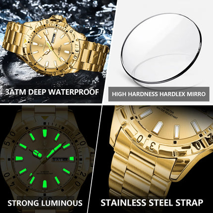 POEDAGAR Business Man Watch Waterproof Luminous Date Week Men Watch Sports Male Wristwatch Stainless Steel Men's Quartz Watches