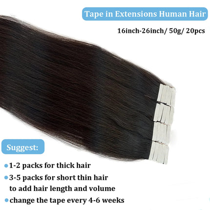 Straight Tape in Human Hair Extension for Women High Quality Brazilian Human Hair Adhesive Tape in Hair Skin Weft Hair Extension