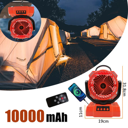 Multi-functional 30000mAh Outdoor Fan with 270° Rotation 3 Brightness LED Lights USB Rechargeable for Camping Fishing Hiking Fan