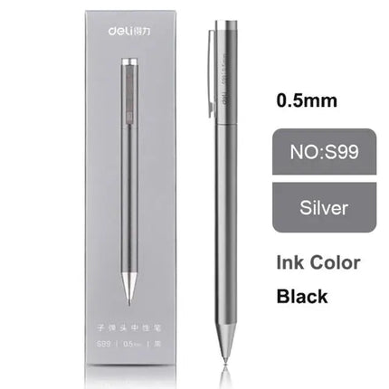 Deli Metal Gel Pens 0.5mm black ink Refill Sign Pen Stationery Smooth Writing Business Pen School Office Supplies for Kid Gift