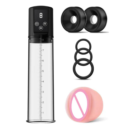 Vacuum Pump Adult Rechargeable for Men, Electric Suction Enhancer with Adjustable Modes, Rings and Silicone Cup for Wellness