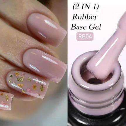 7ml Nude Pink Rubber Base Gel Nail Polish Foil Effect Semi Permanent Uv Gel Soak Off Self Leveling Gel Varnish Nail Art Base Gel