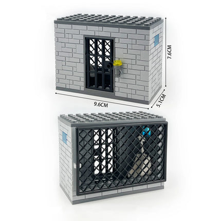 Classic Jail Building Model - Police vs Thief Brick Set for Collection and Display