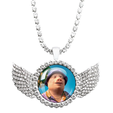 John Pork Is Calling Answer Call Phone Humor Funny Pig Graphic Glass Cabochon Angel Wings Pendant Necklace Jewelry Giftwholesale