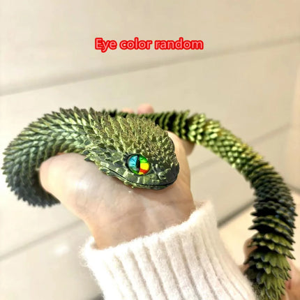 3D Printed Snake Action Figure Articulated Bush Viper Toy-Dragon Snake Integrated Joint Mobility Statue Ornament Home Decor Gift