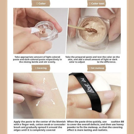 Two-color tattoo concealer waterproof and sweat-proof to cover birthmarks and scars long-lasting concealer foundation cream