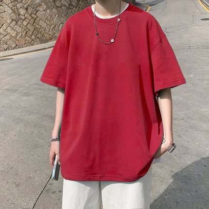 Men's Cotton T-shirts White Men's Casual Summer Wear Oversized T Shirt Solid Tee Shirts for Men 5XL Big Size Male Clothes