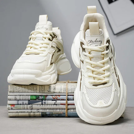 Men's Chunky Sneakers 2026 New Breathable Mesh Platform Dad Shoes Fashion Casual Running Shoes for Women