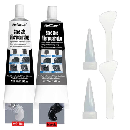 2Pcs Shoe Repair Glue Kit White Black Sole Waterproof Quick Drying Filling Repair Glue Wear-resistant Sealant Crack Repair Agent