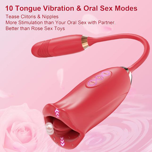 Rose-Thrusting Sucking Vibrator For Women G-spot Dildo Nipple Anal Stimulator Licking Vibrators Adult Sex Toy Games Man Couples