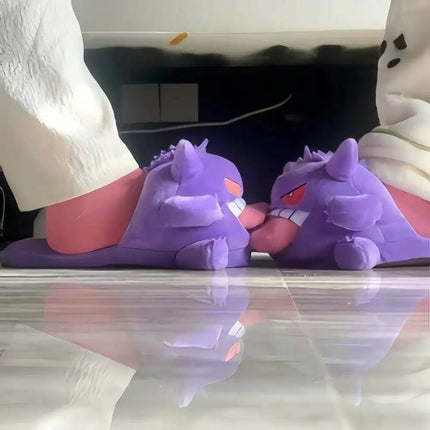 New Gengar Anime Figure Plush Slippers Funny Tongue Out Design Soft Sole Cute Cozy Winter Warm Indoor Couple Home Slippers Toy