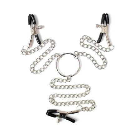 Adjustable Y-shaped Nipple Clitoris Nipple Clamp with Stainless Steel Metal Chain BDSM Flirting Breast-fed Sex Toy Stainless