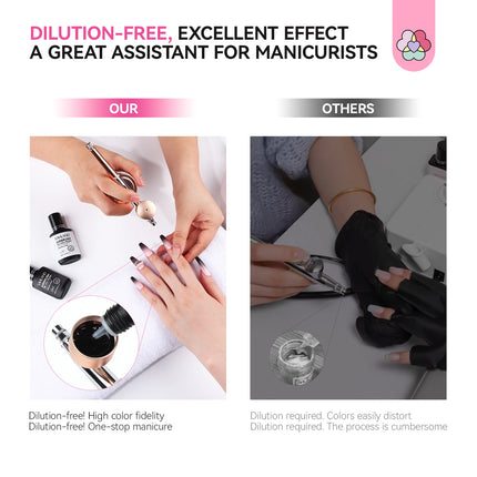SAVILAND 20ml Black Airbrush Gel Polish No Dilution Needed Low Odor No Clogging for Ombre Stencil French Nail Art Gradients
