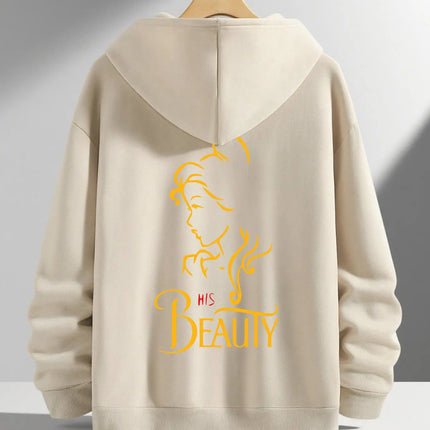 Romantic Theme Beauty and the Beast Couple Hoodies Men'S Women'S Separate Styles Pullover Casual Loose Fit Sweatshirt Hoodie Y2K