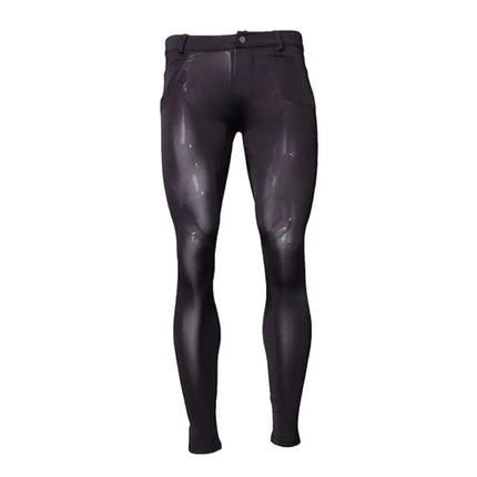 Men Shiny Sheer Pencil Pants Ice Silk See Through Elastic Tight Trousers Ice Silk Pants Sexy Male Leggings Gay Wear Plus Size