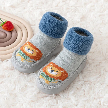 Toddler Indoor Sock Shoes Newborn Prewalker Kids Winter Thick Terry Cotton Baby Girl Sock Rubber Sole Infant Cartoon Funny Sock