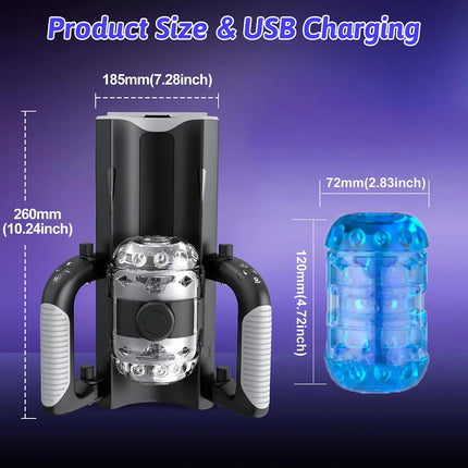 THRUSTING-King 12cm 6-Segment Fixed-point Telescopic Male Masturbator One-Key Burst Masturbation Cup Trainer Sex Toys for Men