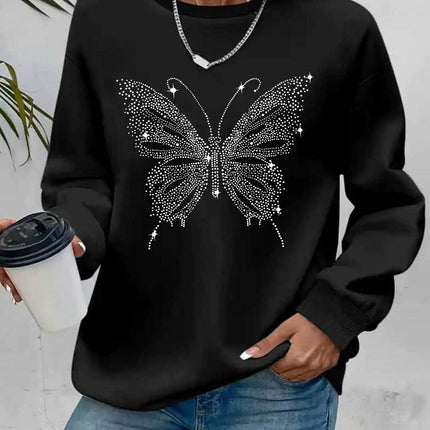 Women's Casual Heart Print Pullover Sweatshirt Geometric Design Long Sleeve Round Neck Machine Washable Regular Fit for Autum