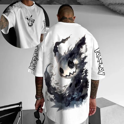 Summer Anime Pokémon Cosplay T-Shirt Cotton Short Sleeve Tops Casual Loose Retro T-Shirt Men Women Family Matching Outfits Tops