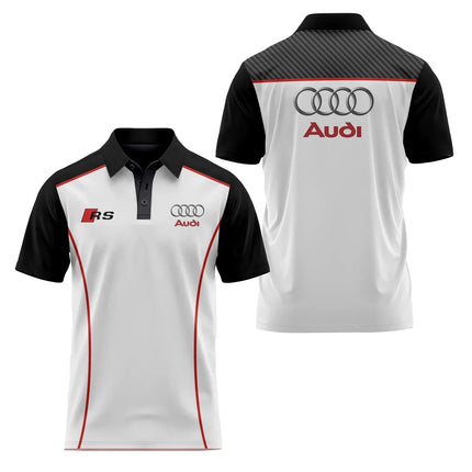 2026 3D Printed Audi Short-Sleeved Polo Shirt High-Quality Casual Sports Fashion T-Shirt Collar Fast Shipping
