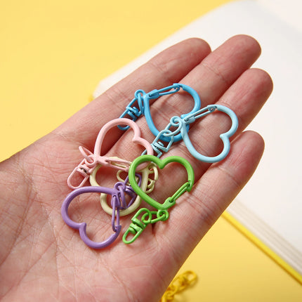 Colorful Heart Shaped Alloy Lobster Clasps with Swivel Hook, Openable Key Rings for Keychains, Backpack Charms & DIY Jewelry