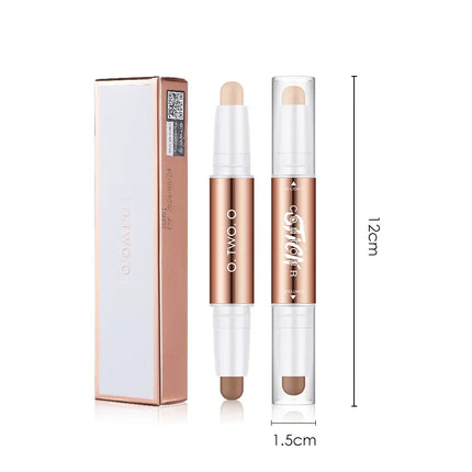 O.TWO.O Double-Headed Contour Stick Waterproof Matte Highlighter Concealer Clavicle Shadow Pen 3D Face Highlighting Makeup Pen