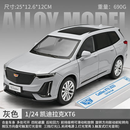 1:24 Cadillac XT6 Alloy Diecast Car Model, Pull Back with Light & Sound, 4S Store Display Ornament, Premium Gift for Boyfriend