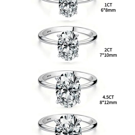 925 Sterling Silve 1-8CT Zircon Gorgeous Shiny Oval Stone Ring For Women Engagement Wedding Luxury High Quality Fine Jewelry