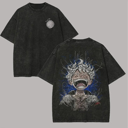 Unisex Printed Short Sleeved T-shirt, Distressed Washed Cotton Short Top, 2026 Summer Millennium Street Style Loose Casual Unise
