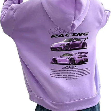 2025 Unisex Printed Hoodie Loose Drawstring Long Sleeve Letter Car Print High-Quality Comfortable Classic Retro Sportswear